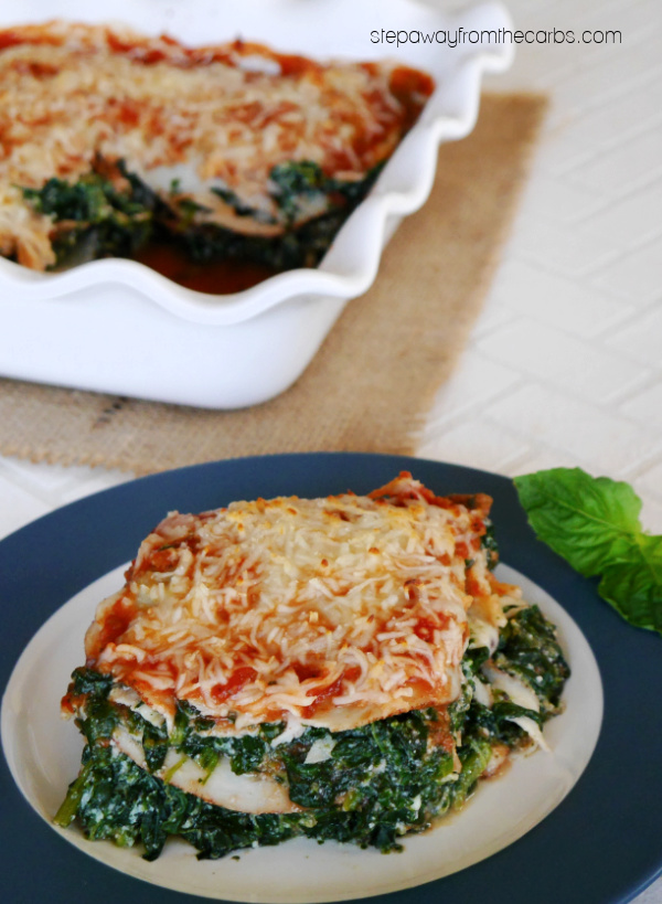 Low Carb Spinach Lasagna - with sliced deli chicken instead of pasta sheets!