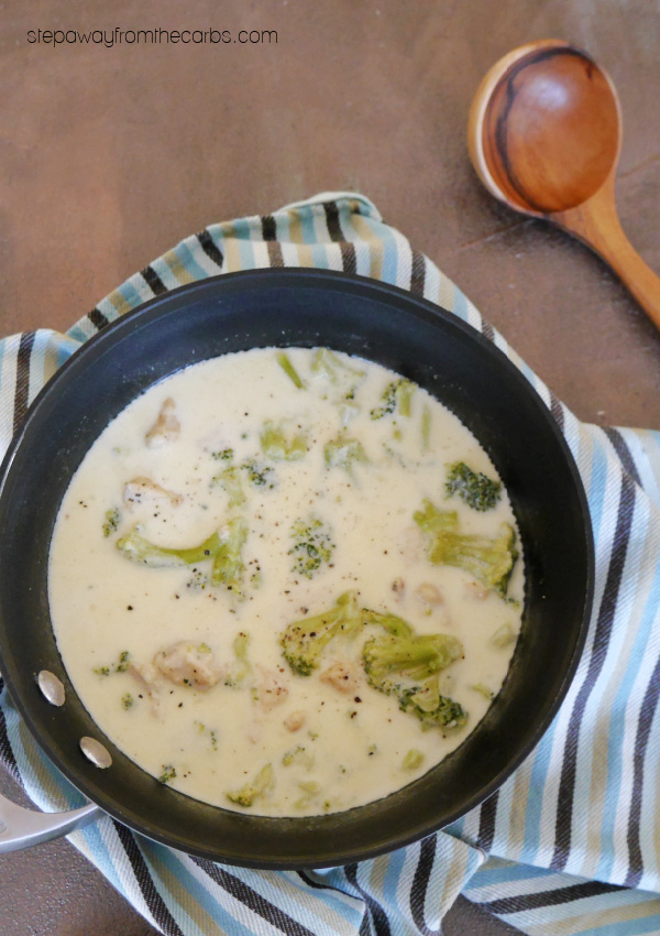 Keto Alfredo Soup with chicken and broccoli - a low carb dish that's warming and filling!