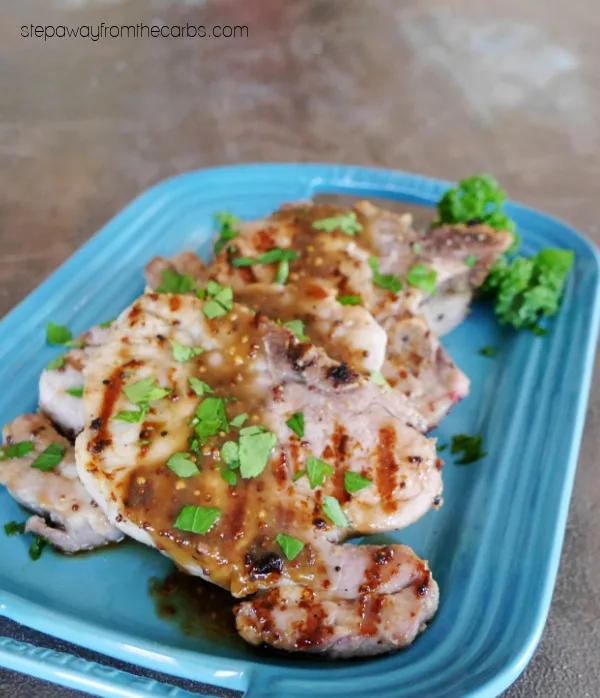 Keto Honey Mustard Pork Chops - an easy weeknight recipe that's low carb and sugar free!