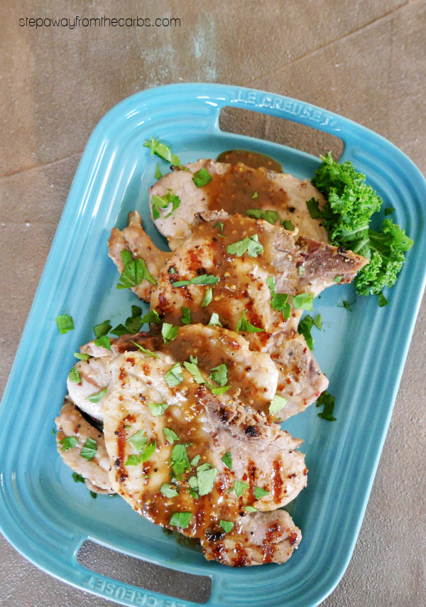 Keto Honey Mustard Pork Chops - an easy weeknight recipe that's low carb and sugar free!