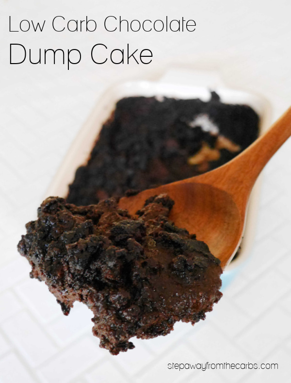 Low Carb Chocolate Dump Cake - an easy five-ingredient sugar free recipe that's rich, ooey, and gooey! 
