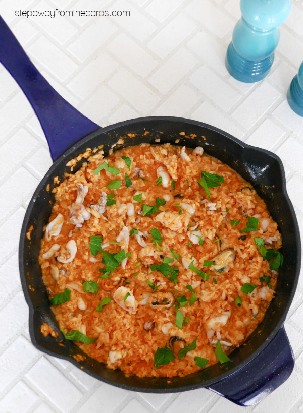Low Carb Seafood Risotto - a delicious and tasty Italian meal made with cauliflower rice!