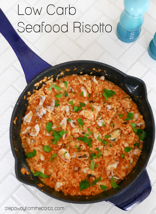 Low Carb Seafood Risotto - a delicious and tasty Italian meal made with cauliflower rice!