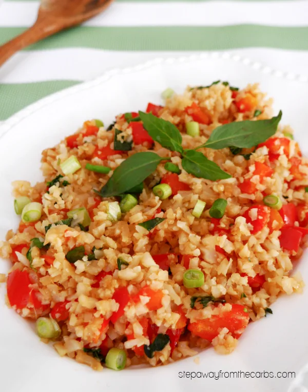 Thai Basil Cauliflower Rice - a fragrant and delicious low carb and keto friendly side dish recipe
