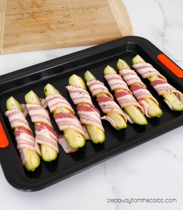 Bacon-Wrapped Zucchini - an easy low carb and keto-friendly appetizer or snack