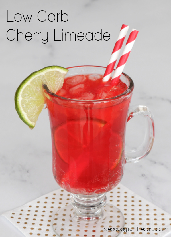 Low Carb Cherry Limeade - a refreshing sugar free drink with alcohol option!