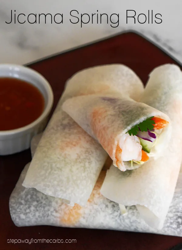 Low Carb Jicama Spring Rolls - crunchy, healthy, and delicious Chinese-inspired appetizer recipe