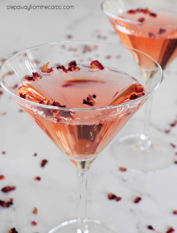 Sparkling Rose Cocktail - a floral and delicate low carb drink that's perfect for a special occasion!