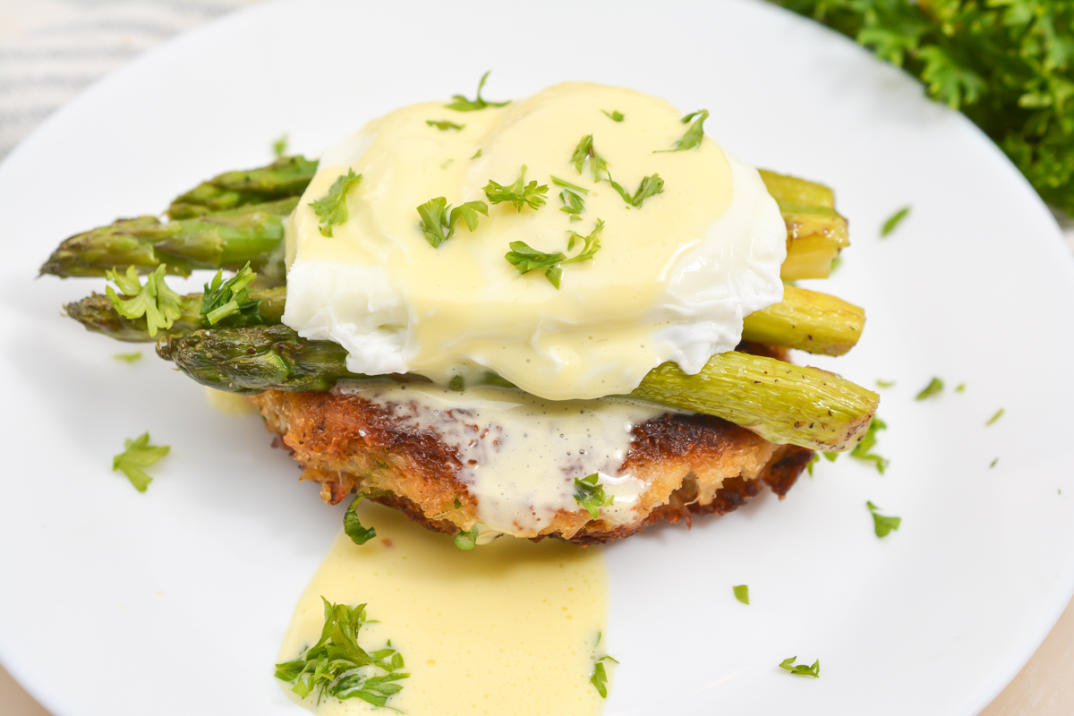 Keto Crab Cake and Asparagus Eggs Benedict