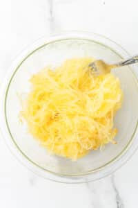 Bowl of cooked spaghetti squash strands