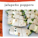 Halloween Jalapeño Poppers wrapped like mummies in low carb tortilla strips