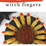 Halloween witch fingers - low carb fathead dough breadsticks with red pepper nails