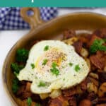 Low Carb Butternut Squash Hash pin - butternut squash and turnip hash topped with a fried egg