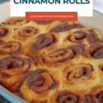 Low carb fathead dough cinnamon rolls in a baking dish - Pinterest pin