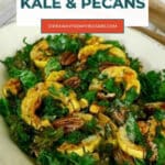 Low carb delicata squash with kale and pecans, a warm fall side dish