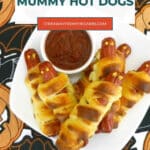 Low Carb Mummy Hot Dogs Pinterest image