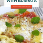 Spaghetti Squash with Burrata and Roasted Cherry Tomatoes - low carb recipe pin