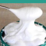 Sugar Free Marshmallow Fluff Pinterest pin with a bowl of homemade fluff