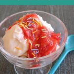 Sugar Free No Carb Ice Cream pin - topped with low carb strawberry sauce and sprinkles