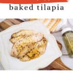 Baked lemon pepper tilapia Pinterest graphic from Step Away From The Carbs