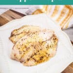 Baked lemon pepper tilapia Pinterest graphic from Step Away From The Carbs