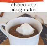 Low carb chocolate mug cake Pinterest graphic