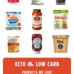 Low carb and keto products including Lakanto sweetener, Lily's chocolate, Rao's marinara, Whisps and Rebel ice cream