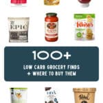Low carb and keto products including Lakanto sweetener, Lily's chocolate, Rao's marinara, Whisps and Rebel ice cream