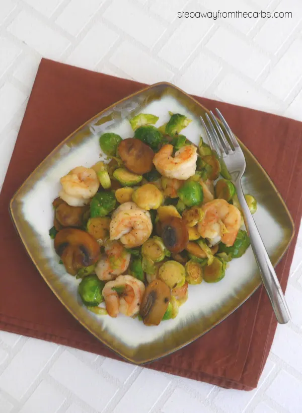 Shrimp with Brussels Sprouts and Mushrooms - a delicious low carb recipe!