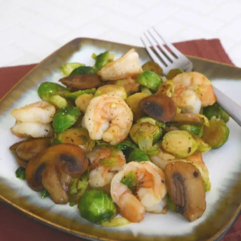 Shrimp with Brussels Sprouts and Mushrooms
