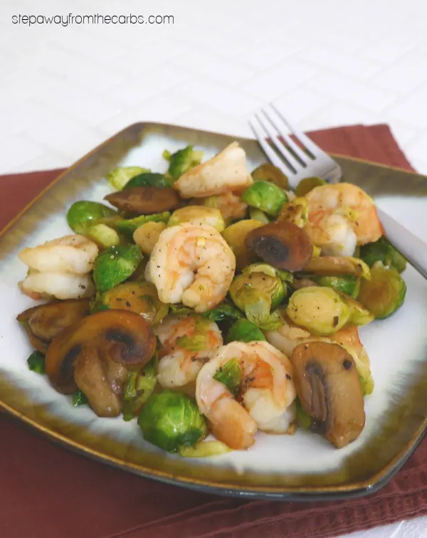 Shrimp with Brussels Sprouts and Mushrooms - a delicious low carb recipe!